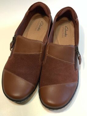 Clarks Leather Brown Slip-On Loafers